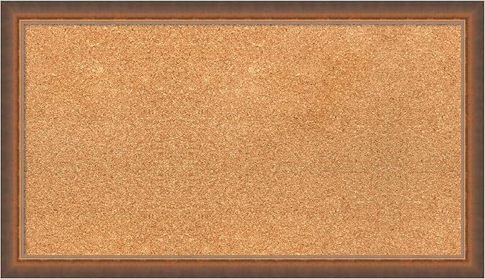 Amanti Art Natural Cork Board for Wall, 16x28 Vision Board with Bronze Frame, Medium Corkboard Office Decor for Home Organization, Modern Corkboard Pinboard to Display Items for Home Organization in