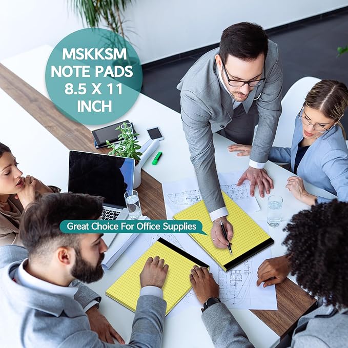 Legal Pads 8.5 x 11, 3 Pack Yellow Note Pads 8.5 x 11 Writing Pads(50 Sheets/Pad), Wide Ruled Legal Notepads, Lined Pads of Paper Yellow Paper Pads, for School, Home, Office, Business
