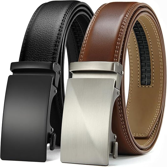 CHAOREN Leather Ratchet Belt Men 2 Pack - Customizable Fit, Effortless Style (35mm)