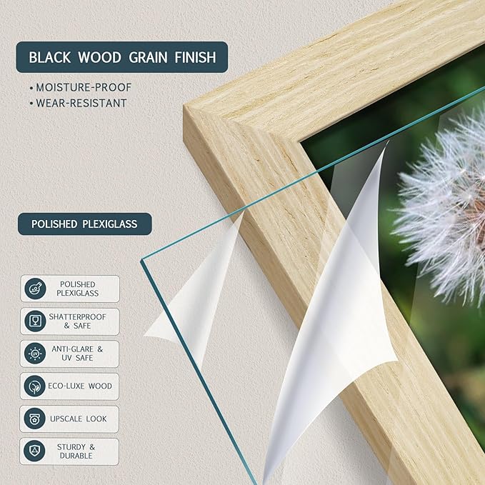 16x24 Poster Frames Set - 3 Pack - Natural Oak Wood - Display Wall Posters, Large Photos, Puzzle Displays & Gallery Walls - Statement Wall Decor