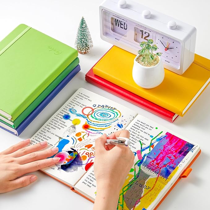 Dotted Journal Kit, Feela Dot Grid Journal Hardcover Planner Notebook Set For Beginners Women Girls Note Taking with Journaling Supplies Stencils Stickers Pens Accessories, A5, 224 Pages, Apple Green