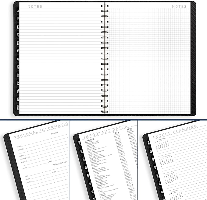 AT-A-GLANCE 2026 Appointment Book Planner, Weekly & Monthly, 8.25" x 11", Large, Half-Hourly, Contemporary, Charcoal (70950X4526)