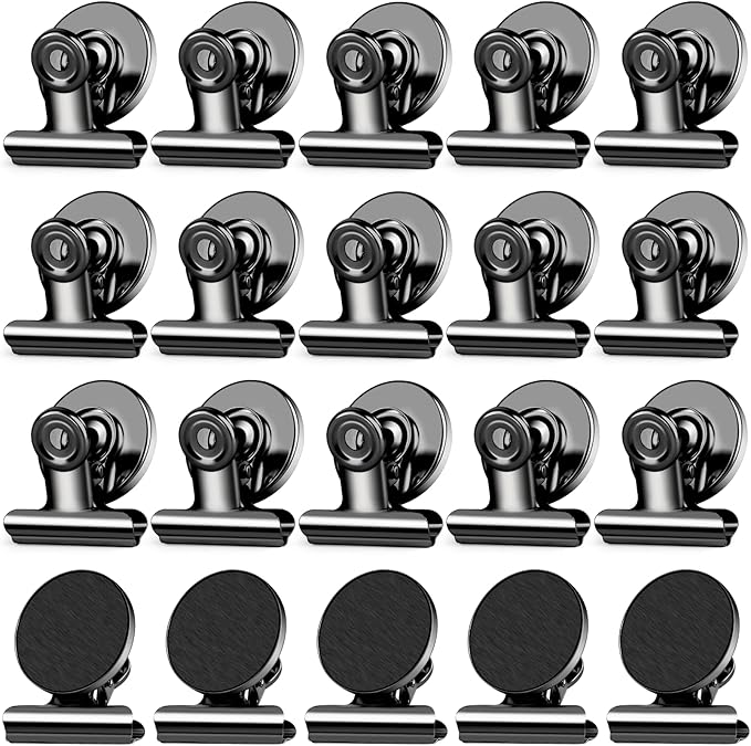 20 Pack Magnetic Clips, Fridge Magnets Refrigerator Magnets, Black Magnet Clips for Whiteboard, Clip Magnets for Photo Displays, Home, Office, Classroom
