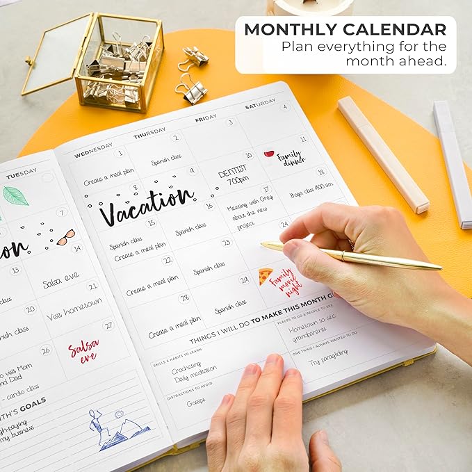 Clever Fox Planner PRO Light – Weekly & Monthly Life Planner to Increase Productivity, Time Management and Hit Your Goals, 8.5x11″ (Amber Yellow)