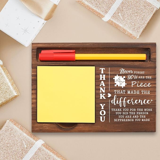 Thank You Desk Organizer Motivational Appreciation Gift for Teacher Mentor Healthcare Worker, Gift for Retirement New Job Birthday Farewell, Office Stuff Sticky Note Pad Holder Dispenser TBC172