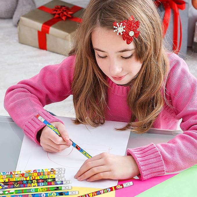 Cinrobiye 100 PCS End of the School Year Gifts for Students Graduation Pencils Pre K Preschool Kindergarten Wood Pencils Bulk Giveaways Prizes Gifts Supplies for Graduation Party