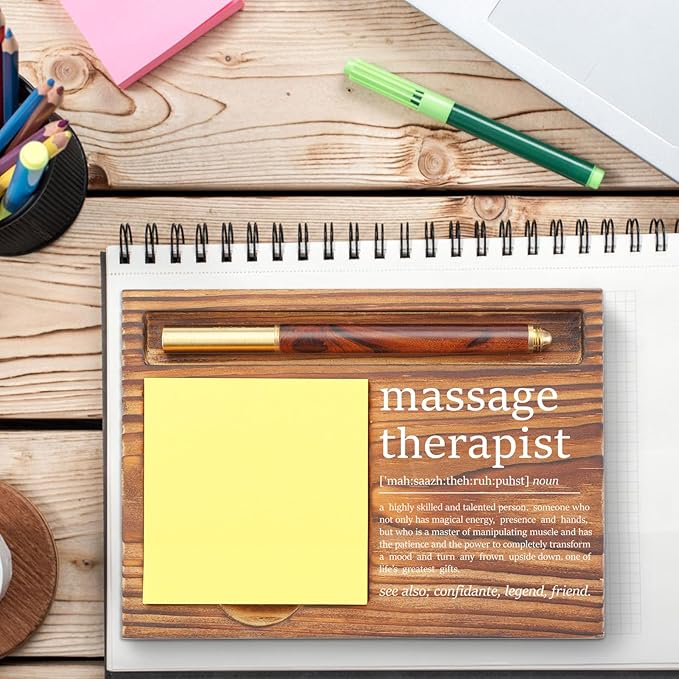 Appreciation Gifts for Massage Therapist Sticky Note Holder, Thank You Grad Gifts for Medical Students, Massage Therapist Doctors' Day Birthday Christmas Clinic Self-Stick Note Pad Holders TZP75