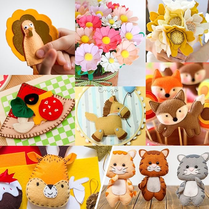 XSEINO 13 Rolls 8"x35" 1.4mm Thick Soft Felt Fabric Sheet 13 Assorted Light Brown Series Colors Felt Pack for DIY Craft Sewing Squares Nonwoven Patchwork