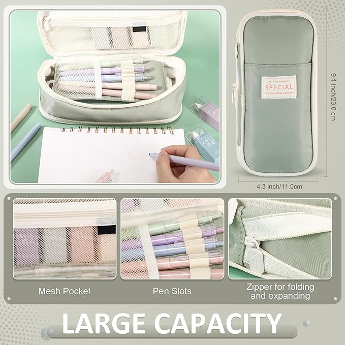 Janlaugh 38 Pcs Aesthetic College School Supplies with Pen Case Sticky Notes Gel Pens Highlighters Correction Tapes Back to School Stationery Kit(Morandi Color,Cute)