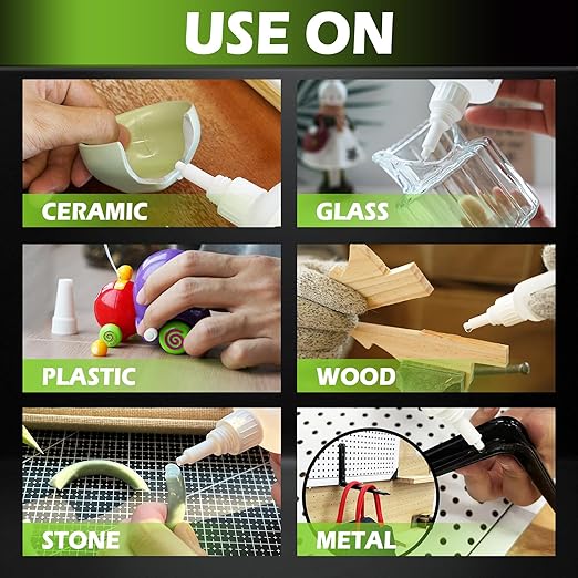 Super Glue Liquid, Instant Clear Cyanoacrylate Medium Viscosity Adhesive, Food Safe CA Glue for Shoe Repair Leather Ceramic Plastic Glass Metal Wood Aquarium Porcelain Rubber Pottery Model Craft