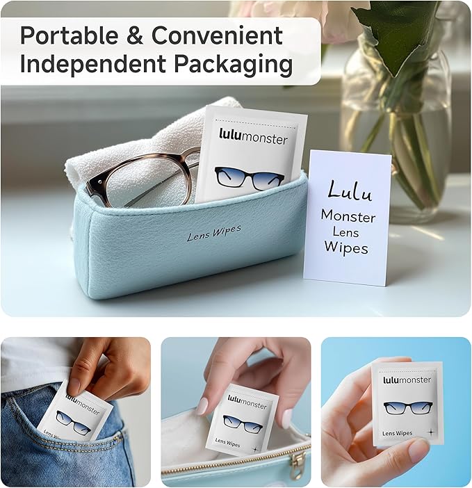 Anti Fog Lens Wipes for Eyeglasses, [150 Pre-Moistened Individually Wrapped Wipes] [Non-Scratching & Non-Streaking] Cleaner Wipes for Glasses, Sunglass, Phone Screen Camera Lens, Goggles