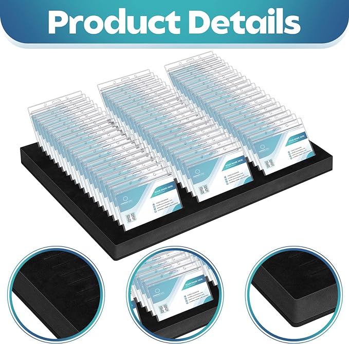 Lincia 4 Pcs Name Badge Holder ID Badge Tray Organizer Name Badge Organizer Badge Foam Holds 60 Badges ID Tag Name Badge Organizer Name Tag Holders for Office, 16 3/4 x 12 x 1 1/4 Inch