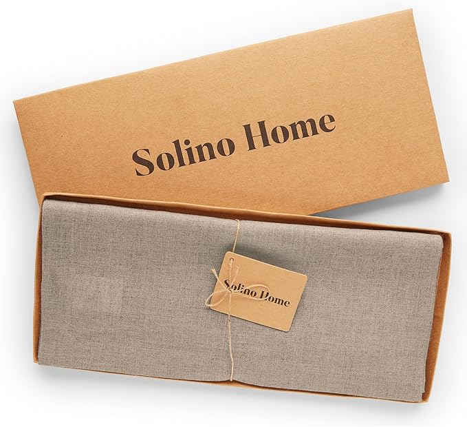 Solino Home Linen Natural Table Runner 48 Inches - 100% Pure Linen Small Table Runner 14 x 48 Inch Ideal for Dresser and Coffee Tables - Fall, Autumn, Thanksgiving, Christmas, Holiday - Fete