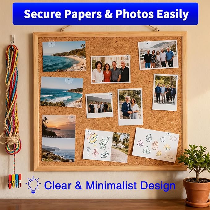 200 Pack Clear Push Pins – Thumb Tacks for Bulletin Boards, Cork Boards, Wall Displays – Flat Head, Heavy Duty Plastic, Reusable Storage Box Included