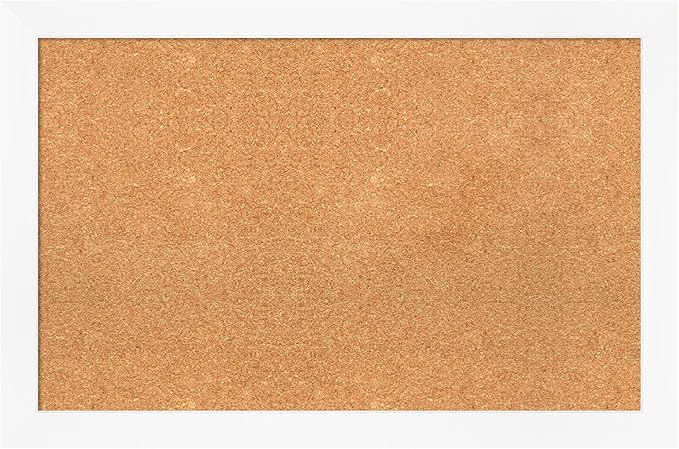 Amanti Art Natural Cork Board for Wall, 23x35 Vision Board with White Frame, Large Corkboard Office Decor for Home Organization, Modern Corkboard Pinboard to Display Items for Home Organization in