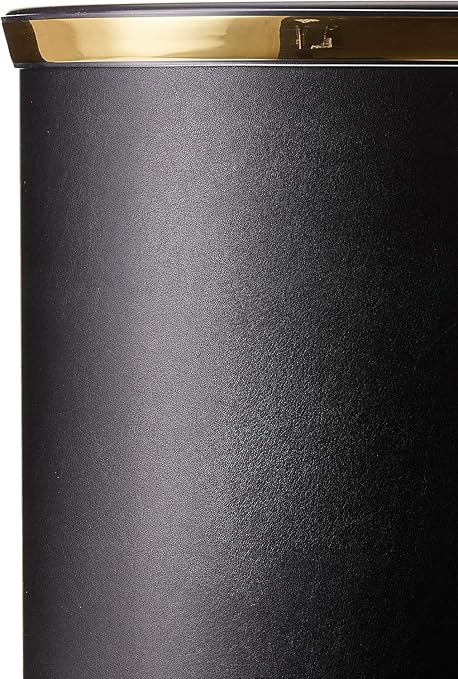 Kraftware Sophisticates Oval Wastebasket with Plastic Liner, Adding Classic Style to The Bathroom and All Other Rooms in The Home or Office, 13 Quart Capacity, Black with Gold Trim