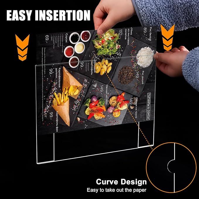 12pack 8.5 X 11 Wall Mount Acrylic Sign Holder with Tape, Clear Plastic Menu Holder, Unbreakable Table Sign Holder for Office, Restaurant, Store, School and Home Use with Notch