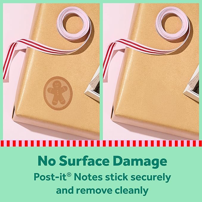 Post-it Jingle Sticky Notes, Gingerbread Man Design, 2 in. x 2.4 in., 1 Gingerbread-Shaped Christmas Themed Cute Sticky Note Pad with 50 Sheets