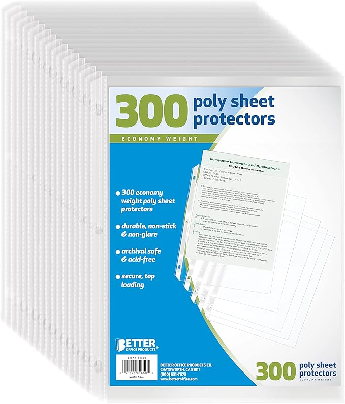 Better Office Products Sheet Protectors, 300 Count