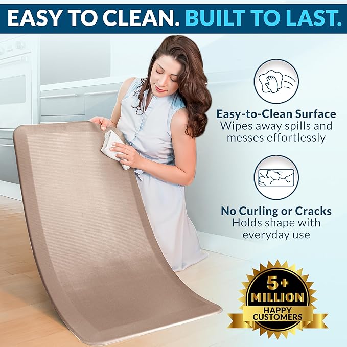 ComfiLife Anti Fatigue Floor Mat – 3/4 Inch Thick Kitchen Mats for Floor, Standing Desk Mat, Kitchen Rug – Comfort at Home, Office – Durable – Stain Resistant – Non-Slip Bottom (20" x 39", Rose Gold)