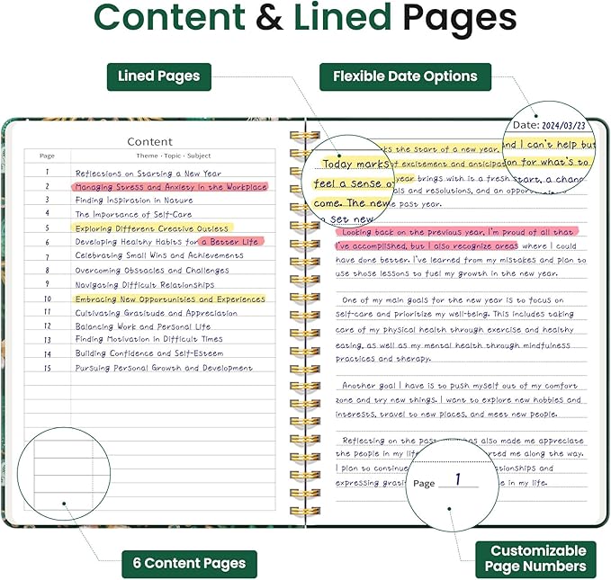 Lined Spiral Journal Notebook for Women, Cute A5 College Ruled Hardcover Notebook for Work & Note Taking, Aesthetic Pretty Journal for Writing, 140 Pages, Butterfly