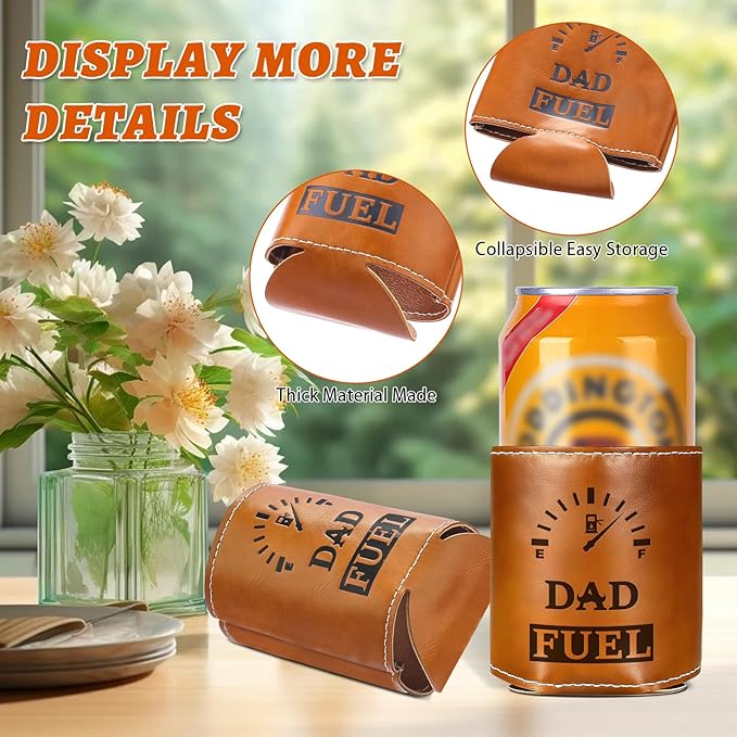 Funny Gifts for Dad from Daughter Son,Christmas Gifts for Men,White Elephant Gifts for Adults,Mens Birthday Gag Cool Retirement Gifts for Him Husband Grandpa,Leather Can Cooler Sleeve Holder for Soda