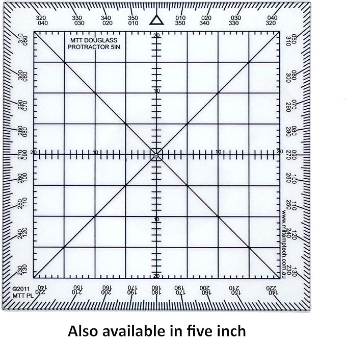 Douglas Protractor Graduated in Degrees for Angle Measurements and map Plotting for Outdoor, Marine or air Navigation, Hiking, Orienteering and Survival
