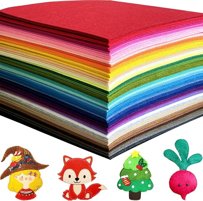 80 PCS Wool Blend Felt Sheets for Crafts 2 mm Thickness, 40 Color 11.8 x 11.8 Inch Assorted Stiff Felt Squares Bulk for Sewing Patchwork School DIY Projects Decoration