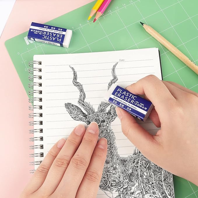 Tamaki 24 Pack Pencil Erasers, Large White Erasers for School Office, Art Erasers for Drawing