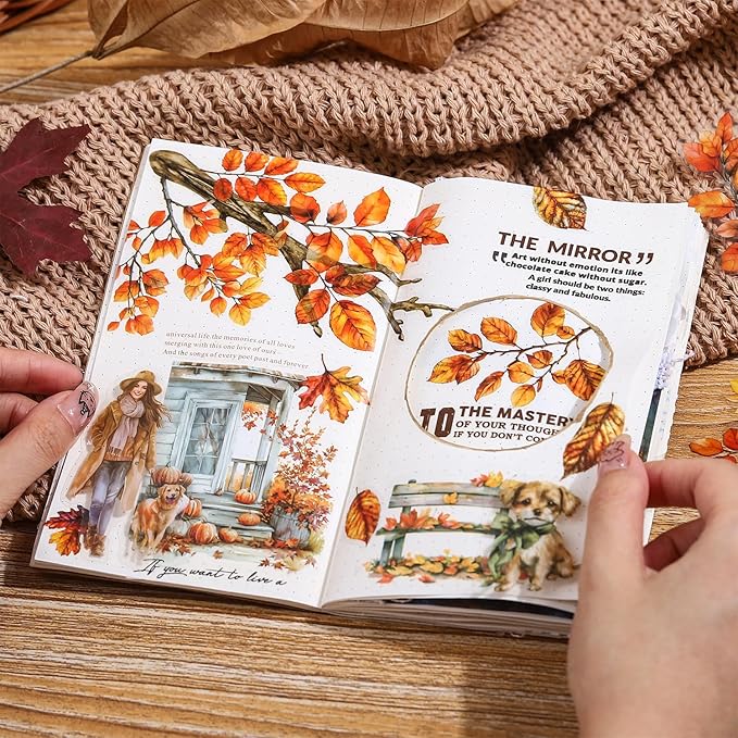 Foliage PET Sticker Set, 150PCS Leaf and Branch Stickers for Scrapbooking, Journaling, DIY Crafts, and Art Supplies