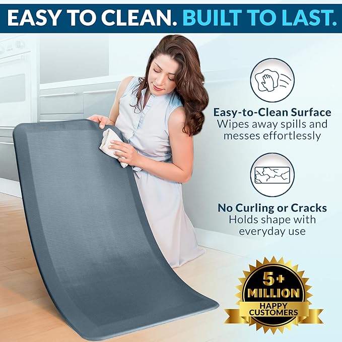 ComfiLife Anti Fatigue Floor Mat – 3/4 Inch Thick Perfect Kitchen Mat, Standing Desk Mat – Comfort at Home, Office, Garage – Durable – Stain Resistant – Non-Slip Bottom (20" x 39", Denim)