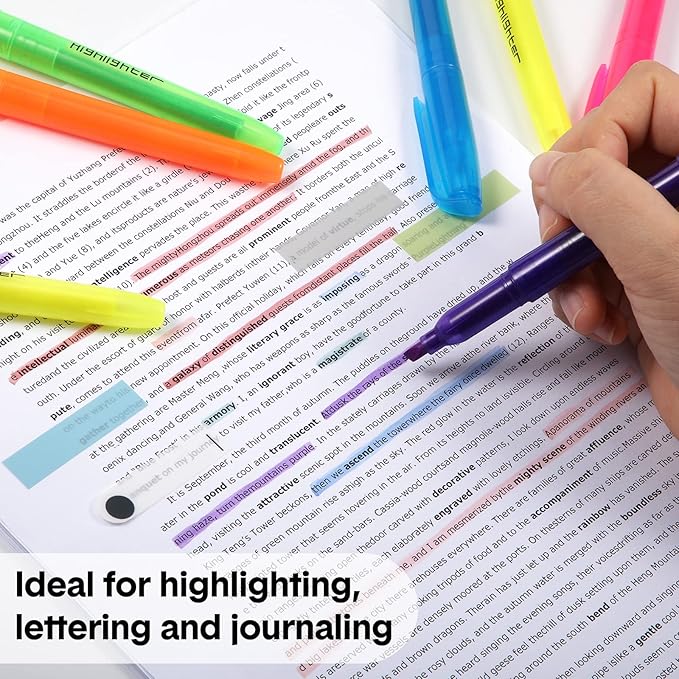 Thenshop 300 Pcs Highlighter Bulk Pack Assorted Colors Highlighter Markers Chisel Tip Fluorescent Pens for Office Classroom Back to School Supplies