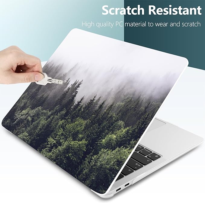 DONGKE Compatible with MacBook Air 13 inch Case 2021 2020 2019 2018 Release A2337 M1 A2179 A1932 with Retina Display & Touch ID, Plastic Hard Shell & Keyboard Cover - Forest