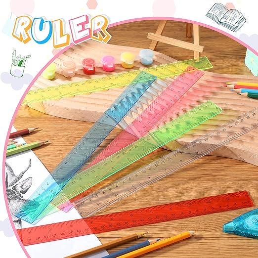 Zonon 30 Pcs 12 Inch Plastic Ruler Assorted Colors Ruler Bulk with Centimeters Millimeter and Inches Rulers First Day of School Gift for Kids School Classroom Office Supplies(Bright Color,Plastic)