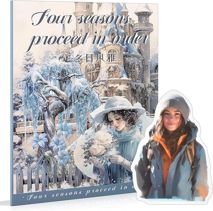 Snycler 20 Sheets PET Stickers - Vintage Journaling, Scrapbooking Supplies, DIY Craft Stickers for Junk Journals, Ephemera Sticker Book, Seasonal Themes (Winter), Pre-Cut Designs