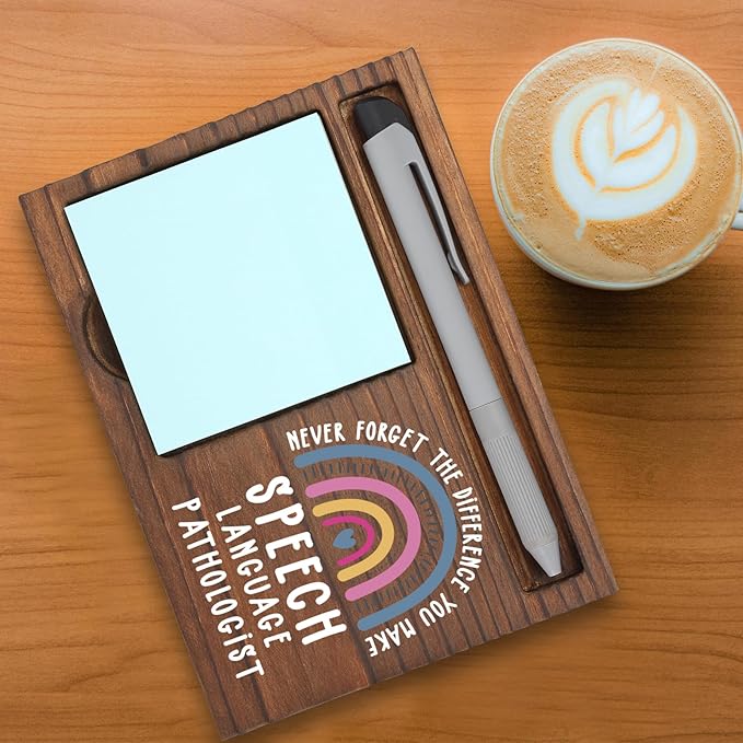 Speech Language Pathologist Appreciation Note Pad Holder Desk Organizer, Thank You Gift for SLPs and Communication Professionals, Back to School, Education Week, Birthday or Christmas Gift PB003