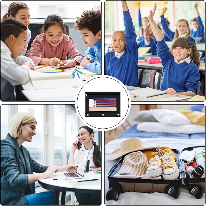 YoeeJob 36 Pack Zipper Pencil Pouch for 3 Ring Binder with Clear Window for School and Office Supplies (Colourful)