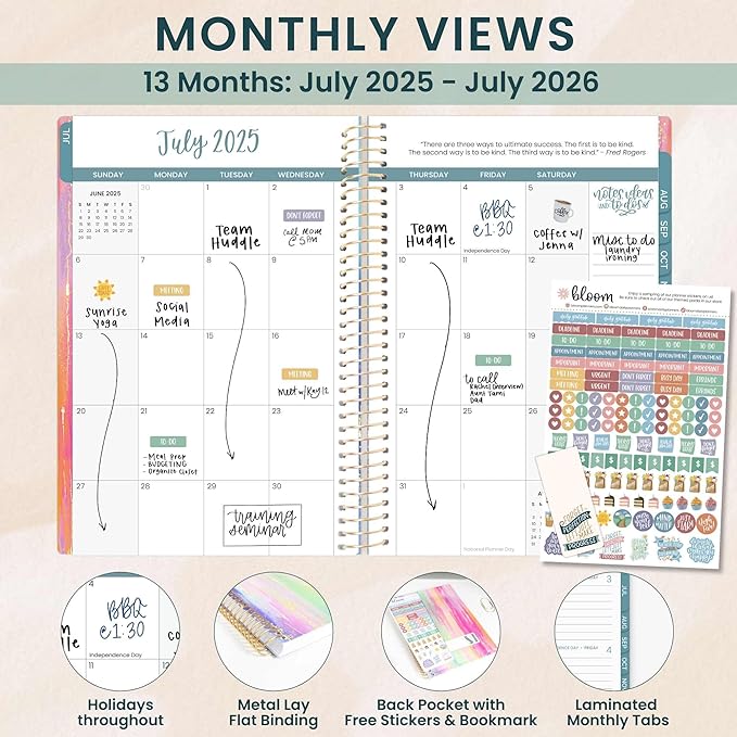 bloom daily planners Academic Planner 2025-2026 (July 2025 - July 2026) - A5 Weekly & Monthly Calendar Agenda Organizer Book with Stickers - 5.5" x 8.25" - Creating A Life I Love