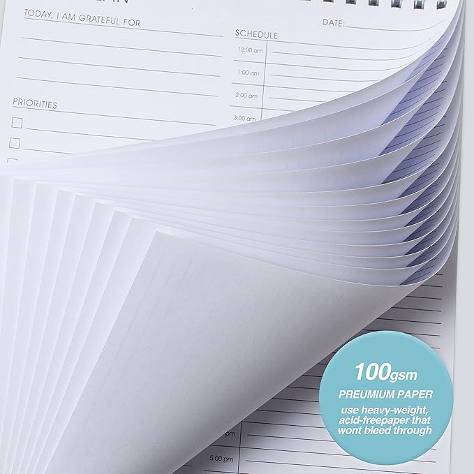 24 Hour Daily Planner - To Do List for Work & Personal Life, Productivity Everyday Planner, Daily Schedule, 6.5 x 9.8