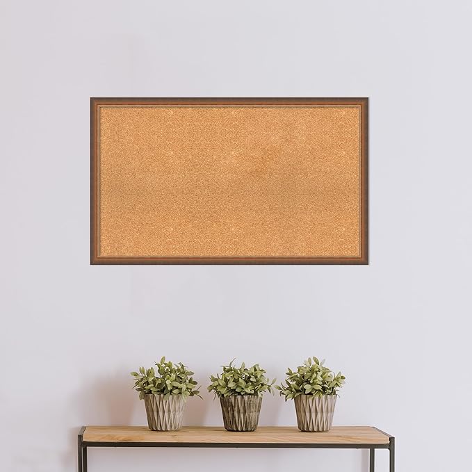Amanti Art Natural Cork Board for Wall, 24x40 Vision Board with Bronze Frame, Large Corkboard Office Decor for Home Organization, Modern Corkboard Pinboard to Display Items for Home Organization in