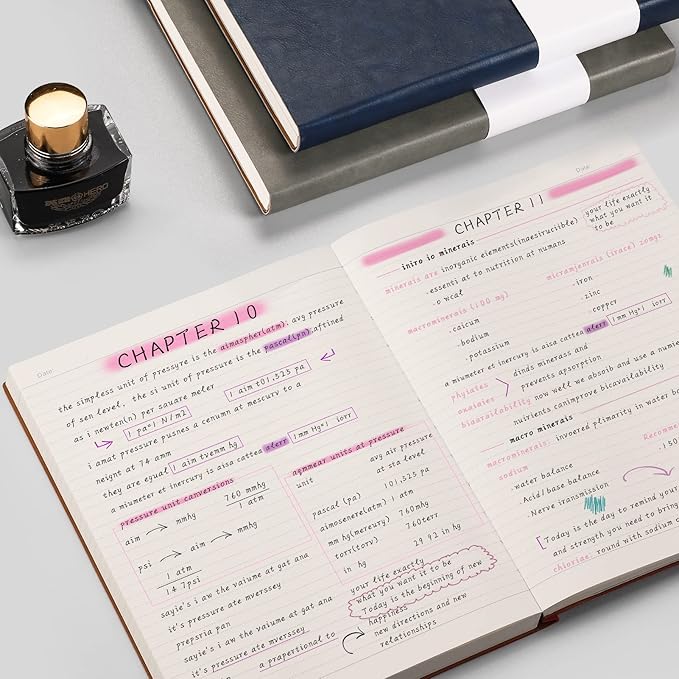 AHGXG Lined Journal Notebook - 320 Numbered Pages Large B5 Thick College Ruled Journal, 100gsm Thick Lined Paper, Faux Leather Softcover, for Work School, 7.6'' X 10''-Red