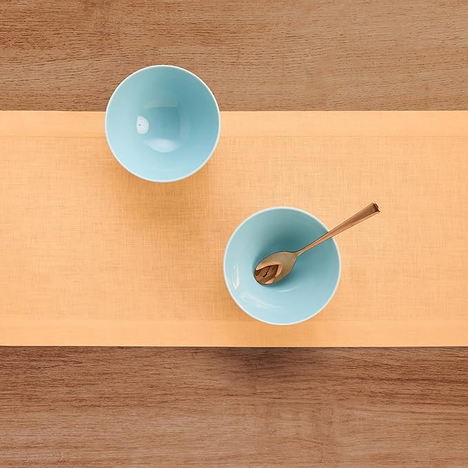 Solino Home Linen Table Runner 120 Inches Long - 100% Pure Linen Peach Table Runner 14 x 120 Inch - Fete