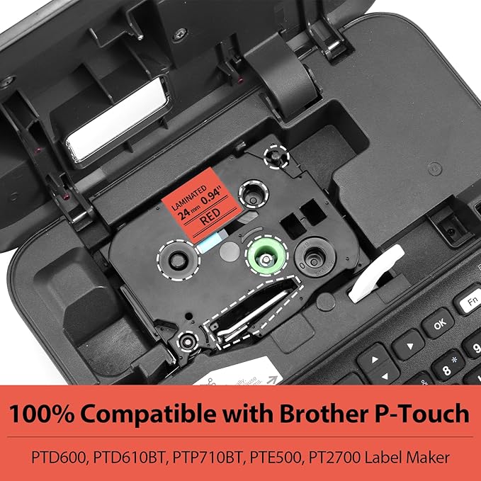 Label KINGDOM 24mm Red Label Tape Replacement for Brother TZe-451 TZe451 1 Inch Black on Red TZ Tape 24mm 0.94 Compatible with Brother P Touch for PTD600 PTP710BT PTP700 PT2730, 3-Pack