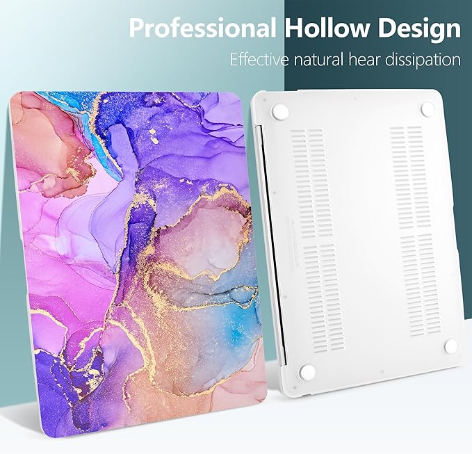 DONGKE Compatible with MacBook Air 13 inch Case 2021 2020 2019 2018 Release A2337 M1 A2179 A1932 with Retina Display & Touch ID, Plastic Hard Shell & Keyboard Cover - Fluid Art X255