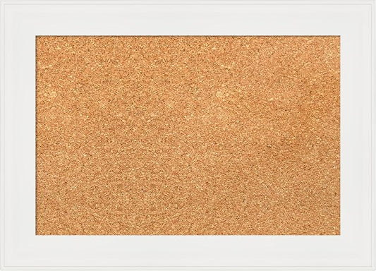 Amanti Art Natural Cork Board for Wall, 15x21 Vision Board with White Frame, Small Corkboard Office Decor for Home Organization, Casual Corkboard Pinboard to Display Items for Home Organization in