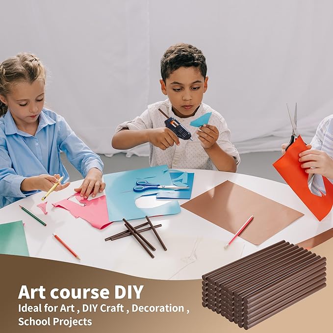 MATUFF Brown Hot Glue Sticks Mini 0.27" x 5.9 inches, Hot Melt Mini Colored Glue Sticks for All Temperature Mini Glue Guns, for DIY Craft Arts and Wedding Cards, Stamp Sealing, Bulk hot Glue 60 Pack