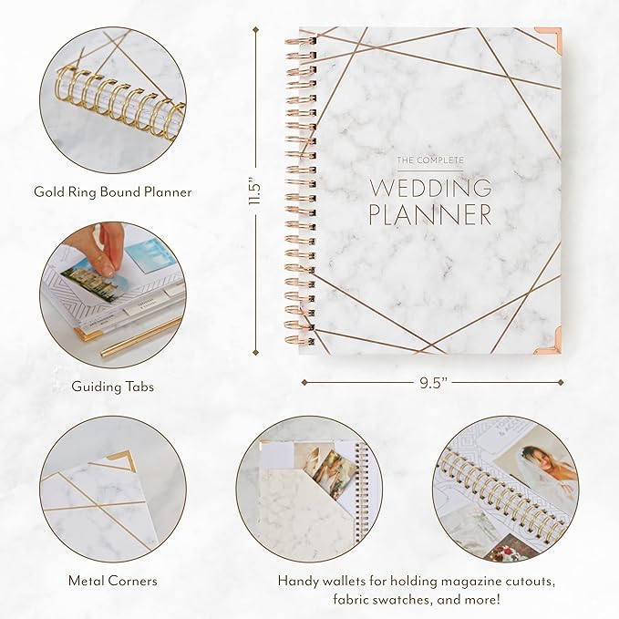 Your Perfect Day Wedding Planner Book and Organizer - Wedding Planner Book - Bridal Planning Binder with Countdown Calendar - Bride Gifts - (MARBLED)