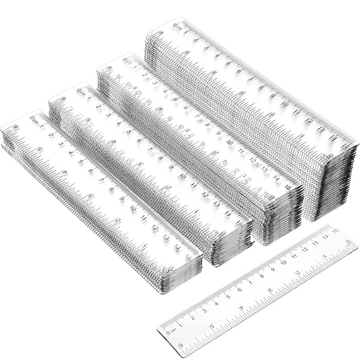 Zonon 100 Pcs 6 Inch Rulers Bulk Clear Plastic Flexible Straight Rulers with Inches and Centimeters First Day of School Gift for Students Back to School Office Supplies