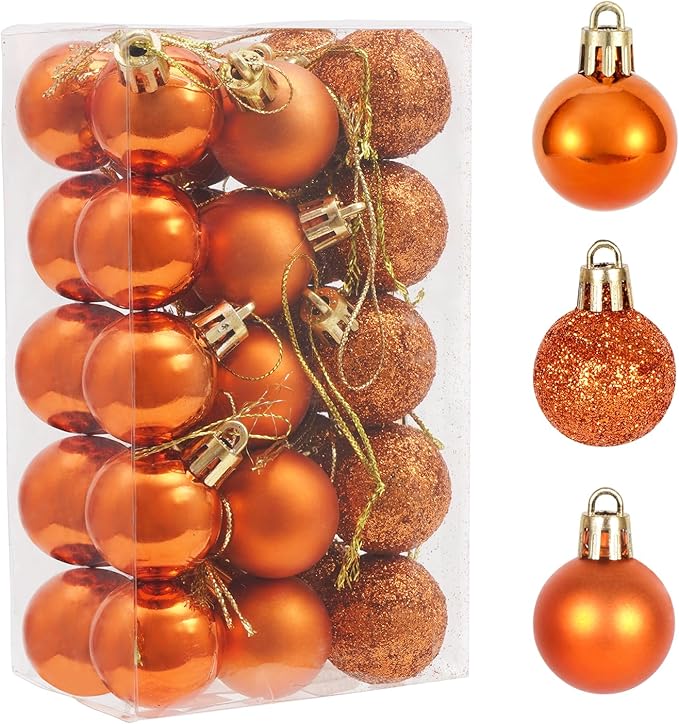 30ct Halloween Ball Ornaments, 1.18" Shatterproof Halloween Tree Decorations, Perfect Hanging Ball for Indoor/Outdoor Holiday Party Decor(Orange)