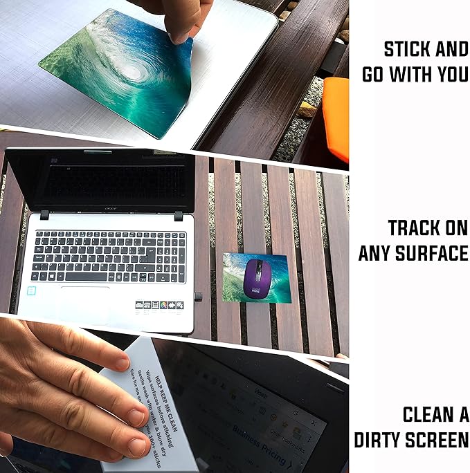 Adhesive Mouse Pad - Peel and Sticks to Any Surface - Travel Mouse Pad, Sticky for Any Surface - Excellent Tracking - Beach Barrel Wave